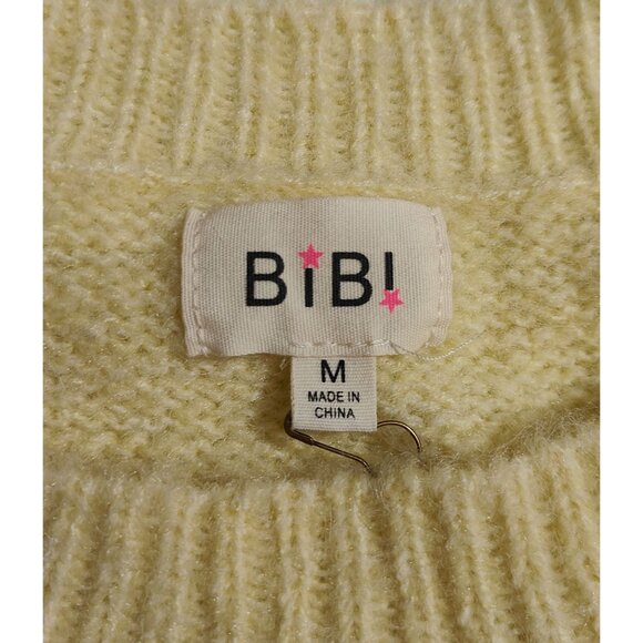 BiBi Women's Yellow Knit Sweater Pink "Howdy" Text Size M - Picture 3 of 5